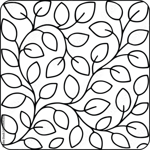 Flowing Leaf Pattern Coloring Page