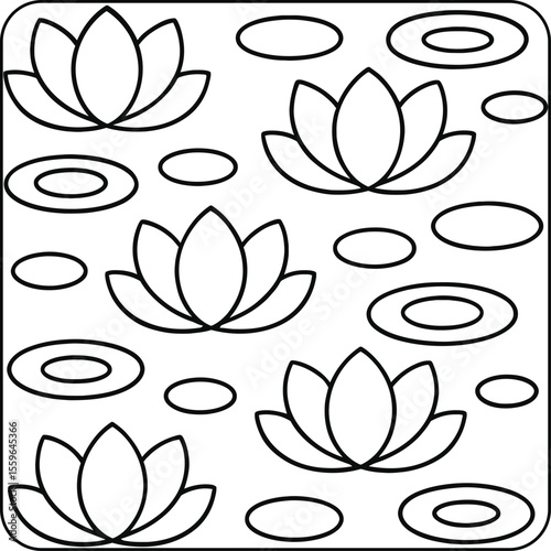 Lotus Flower Pattern Coloring Page