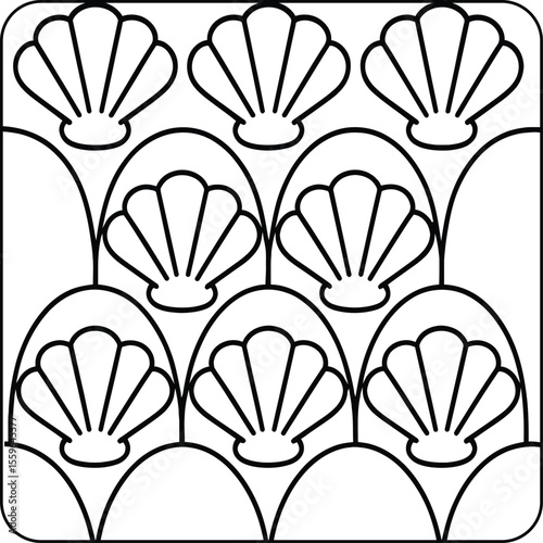 Seashell Repeat Pattern Coloring Page