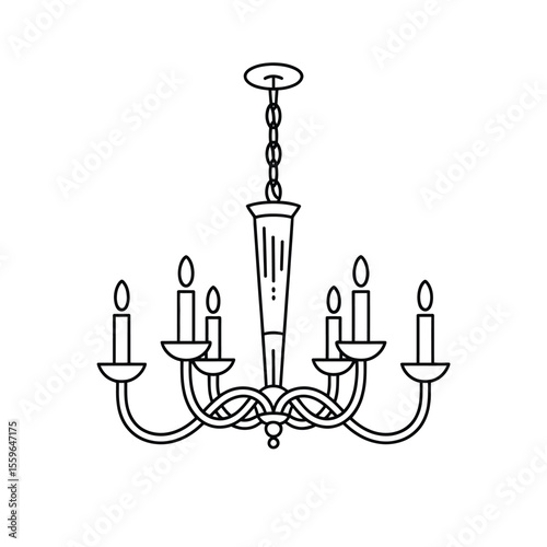 Elegant Chandelier Line Art Illustration for Interior Design and Decoration