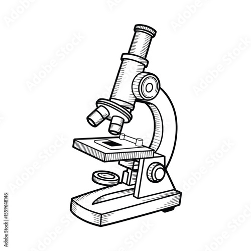 Hand Drawn Illustration of a Classic Microscope