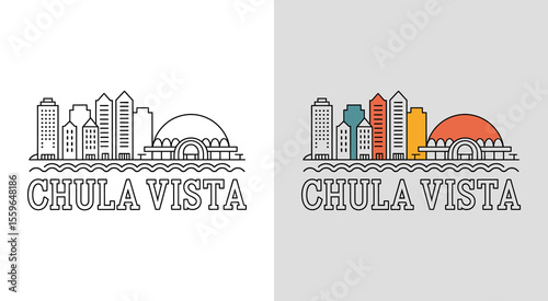 Chula Vista skyline with Athlete Center and bayfront buildings for coastal cityscape art.