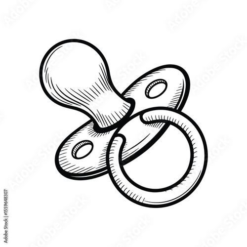 Hand Drawn Black and White Baby Pacifier Illustration