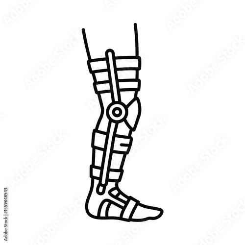 Leg Brace Outline Icon for Recovery and Support After Injury