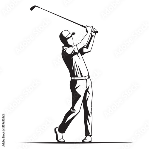Silhouette illustration of a golfer swinging a club in a graceful athletic pose