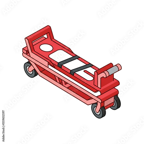 Stretcher used for transporting patients in emergency or hospital settings.