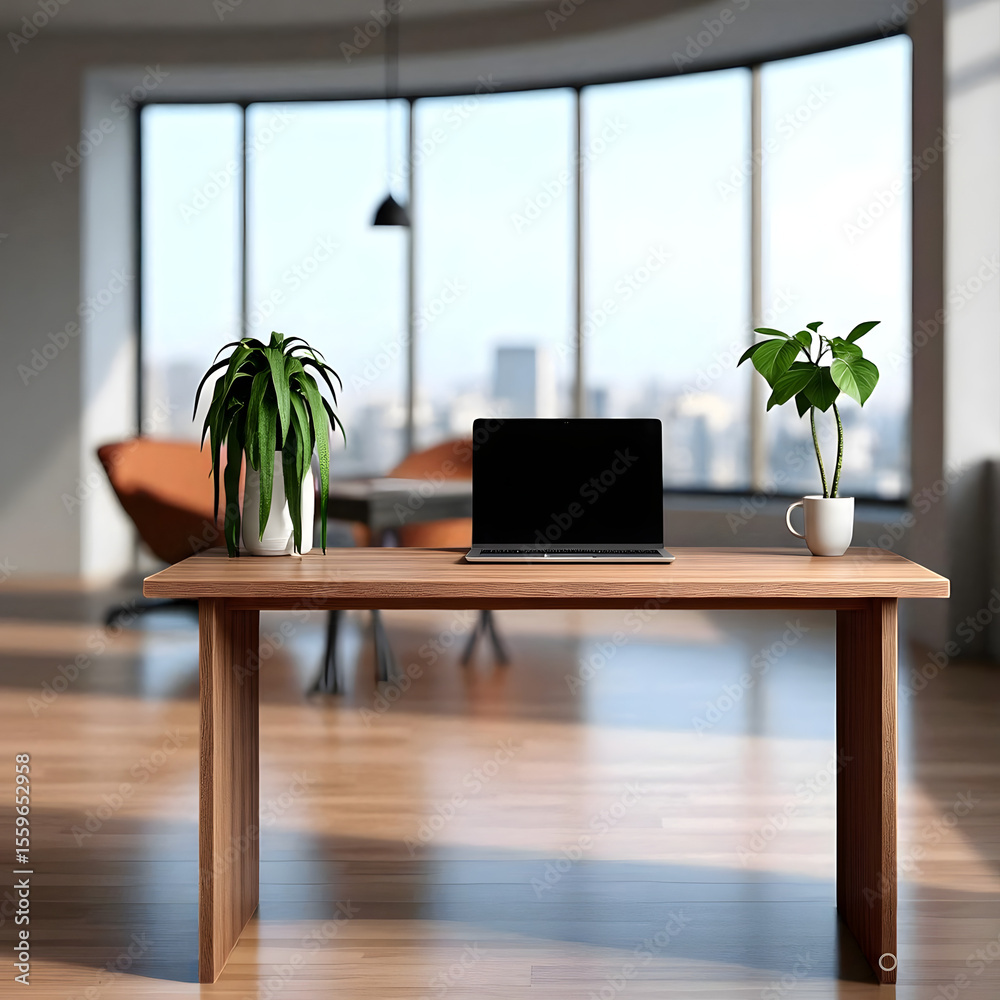 Fototapeta premium Minimalist Office Desk Setup Isolated – Modern Business Workspace 