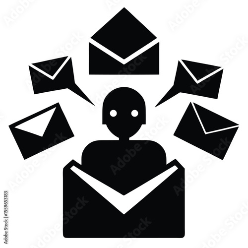 mail vector, email icon, message envelope silhouette, communication letter line art, postal mail symbol

