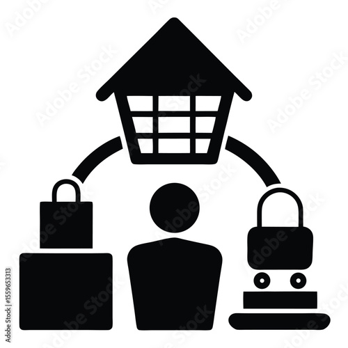shopping cart vector, e-commerce icon, online shop silhouette, digital retail line art, buy product symbol

