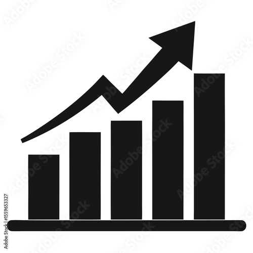 growth chart vector, business graph icon, financial bar silhouette, rising stats line art, success graph symbol

