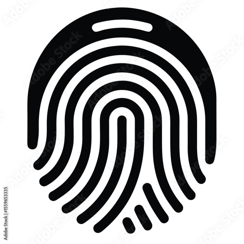 biometric scan vector, digital identity icon, fingerprint silhouette, security authentication line art, tech fingerprint symbol

