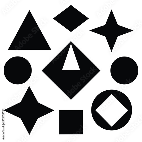 creative shape vector, unique polygon icon, abstract form silhouette, graphic design line art, modern shape symbol

