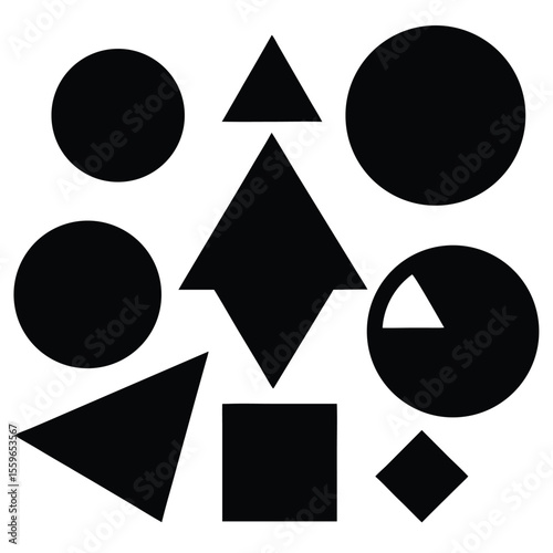 abstract geometric vector, shape set icon, triangle circle silhouette, design pattern line art, creative shapes symbol

