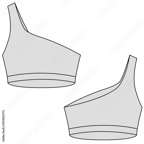 one shoulder crop tank top vector illustration. one shoulder crop tank top pants mock up