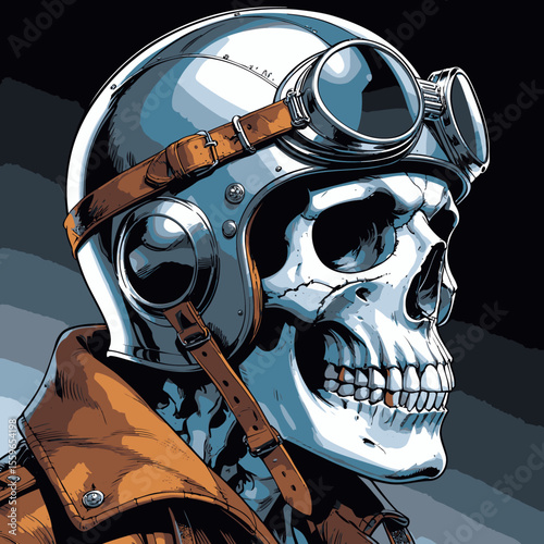 illustration of a skull wearing an aviator and flying goggles