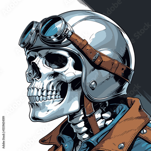 illustration of a skull wearing an aviator and flying goggles