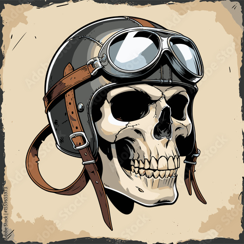 illustration of a skull wearing an aviator and flying goggles