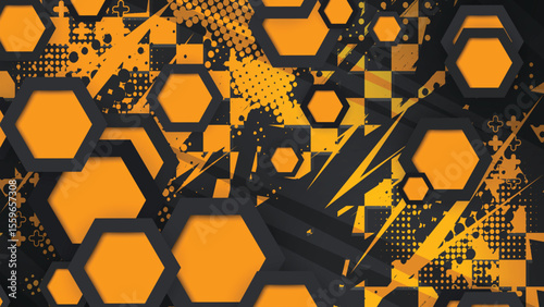 Futuristic Hexa Grunge Vector Background