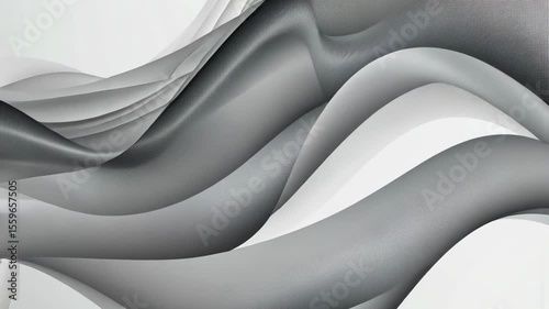 Abstract vector modern background, elegant and fluid grey wavy lines interspersed with delicate particles