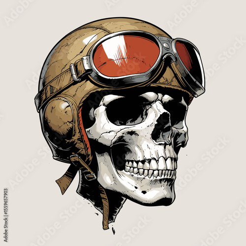 illustration of a skull wearing an aviator and flying goggles