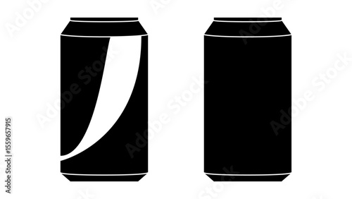缶・空き缶・缶ジュース　アイコン・シルエット　ベクター／透過PNG／JPEG白背景