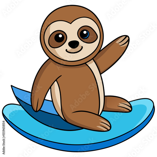 sloth doing yoga on a surfboard 