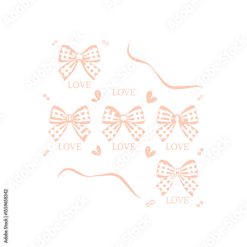women T-shirt design, Pink Bows with Love Text
