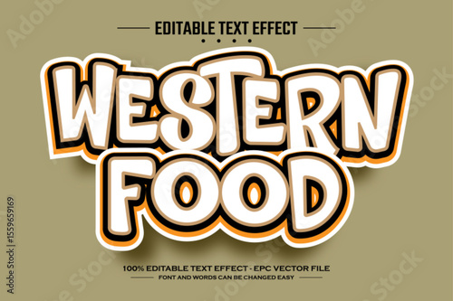 Western food 3D editable text effect template
