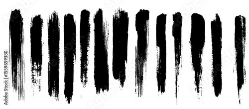 Permanent marker lines for underlining and highlight. Black marker stroke collection. 