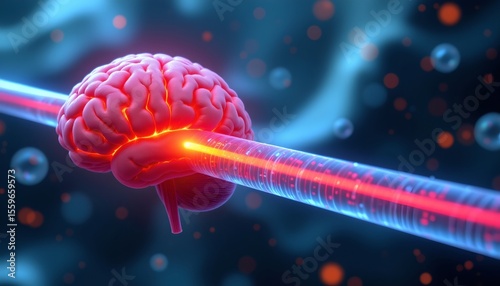 3d render showing the protective blood brain barrier as a glowing, semi permeable shield.