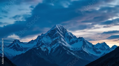 Wallpaper Mural Snowy Mountains at Sunrise Timelapse with Vibrant Colors and Dramatic Clouds Torontodigital.ca