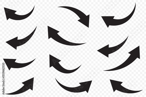 Curved arrow icons. curved arrows set. arrow symbol collection. Curved Arrow Vector Set Modern Directional Icons . 