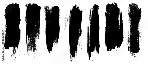 Collection of vector paint bold brush strokes, hand drawn thick grunge lines and rectangle shapes. Set of vector brush strokes. Art brush.