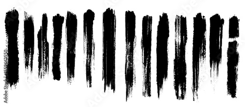 Collection of vector paint bold brush strokes, hand drawn thick grunge lines and rectangle shapes.