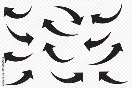 Curved arrow icons. curved arrows set. arrow symbol collection. Curved Arrow Vector Set Modern Directional Icons . 