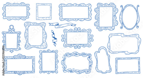 Hand drawn ornate borders vector illustration - decorative frames collection for design projects