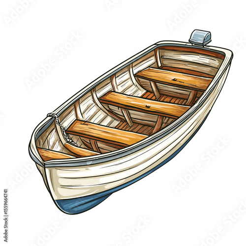 White wooden boat isolated 