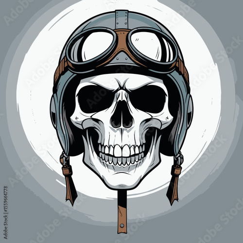 illustration of a skull wearing an aviator and flying goggles