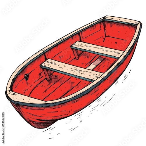 Red wooden boat isolated 