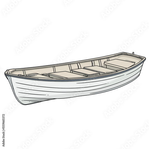 White wooden boat isolated on white 