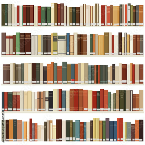 Bookshelf isolated white background 