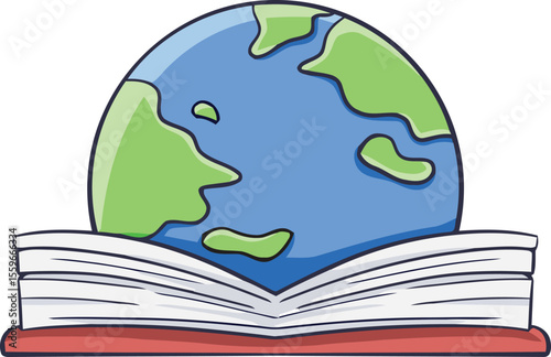 World Globe Resting on Open Book for National Book Lovers Day
