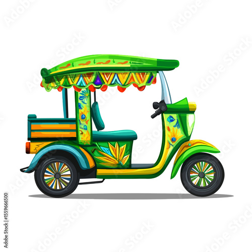 Tok tok traditional transport isolated white background 