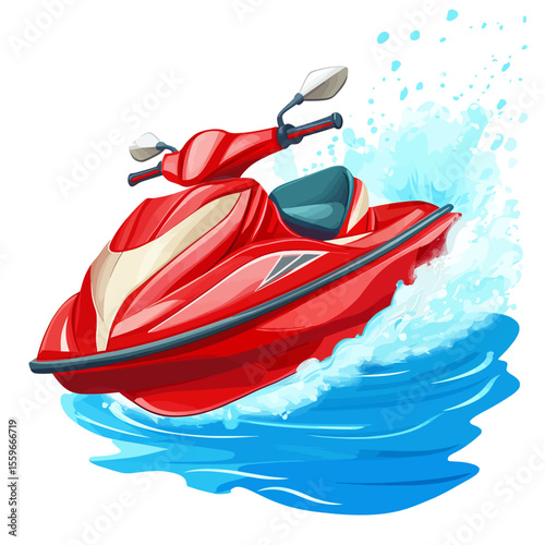 Red jet ski isolated 