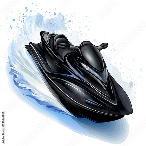 Black jet ski isolated 