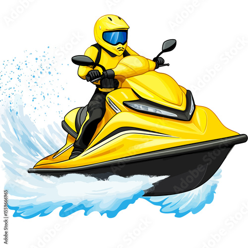 Yellow jet ski isolated 