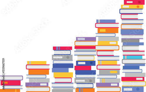 Growing Stacks of Colorful Books Knowledge and Education Concept