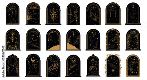Mystical portal designs: vector illustration for spiritual decor and art prints