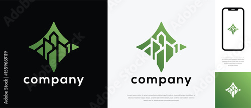 Real estate building star logo design. Star building house logo icon