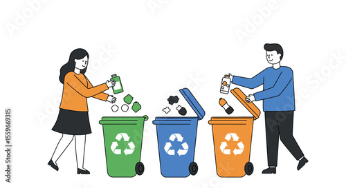 Eco-friendly recycling awareness vector illustration for educational design in flat style